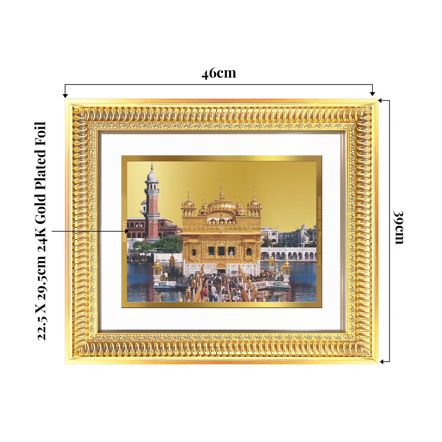 Sachkhand Shri Darbar Sahib -Golden Temple | Sacred Sikh Shrine Wall Mount Photo Frame in 24K Gold Plated Foil
