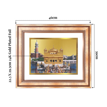 Sachkhand Shri Darbar Sahib -Golden Temple | Sacred Sikh Shrine Wall Mount Photo Frame in 24K Gold Plated Foil