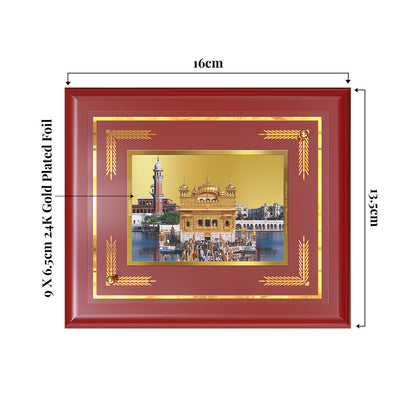 Sachkhand Shri Darbar Sahib -Golden Temple | Sacred Sikh Shrine Wall & Tabletop Frame in 24K Gold Plated Foil