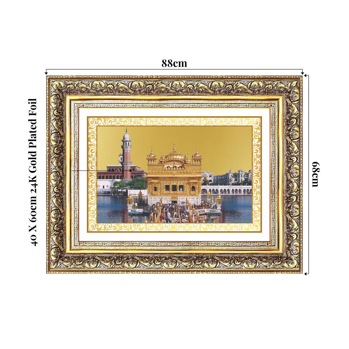Sachkhand Shri Darbar Sahib -Golden Temple | Sacred Sikh Shrine Wall Mount Photo Frame in 24K Gold Plated Foil