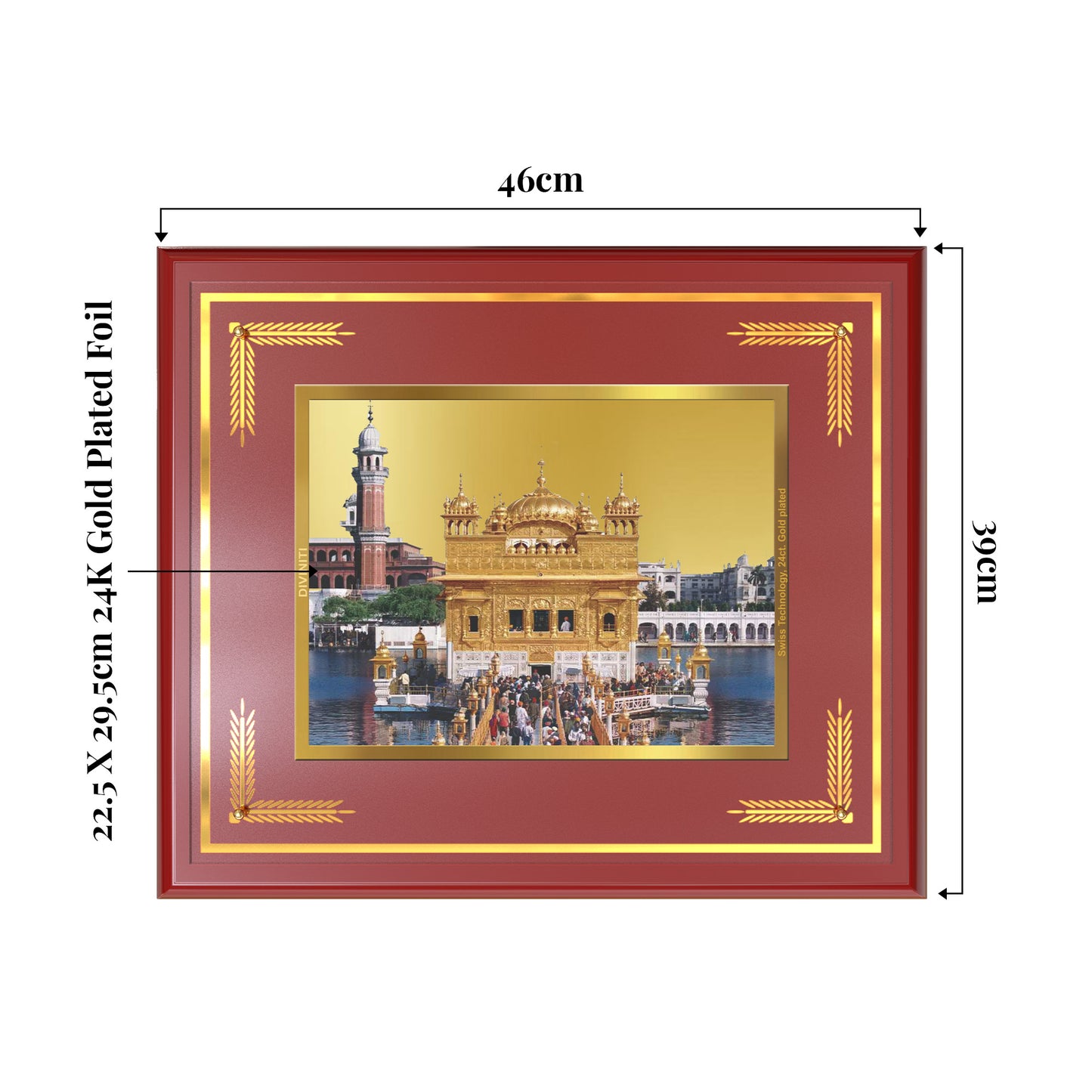 Sachkhand Shri Darbar Sahib -Golden Temple | Sacred Sikh Shrine Wall Mount Photo Frame in 24K Gold Plated Foil