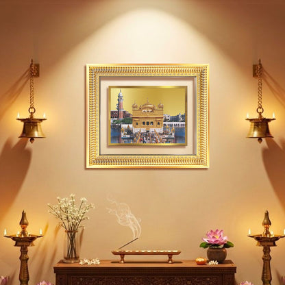 Sachkhand Shri Darbar Sahib -Golden Temple | Sacred Sikh Shrine Wall Mount Photo Frame in 24K Gold Plated Foil