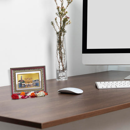 Sachkhand Shri Darbar Sahib Ji | Golden Temple | Sacred Sikh Shrine Wall and Tabletop Photo Frame in 24K Gold Plated Foil