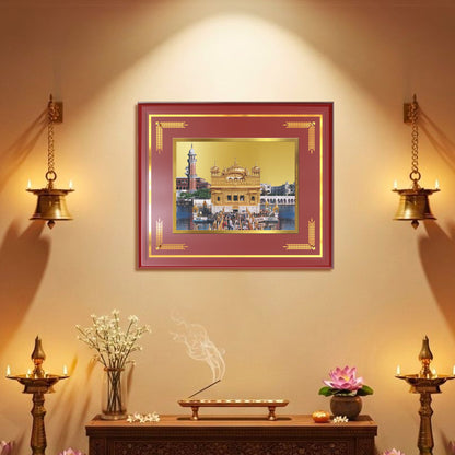 Sachkhand Shri Darbar Sahib -Golden Temple | Sacred Sikh Shrine Wall Mount Photo Frame in 24K Gold Plated Foil
