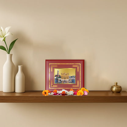 Sachkhand Shri Darbar Sahib -Golden Temple | Sacred Sikh Shrine Wall & Tabletop Frame in 24K Gold Plated Foil
