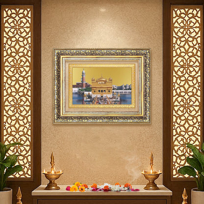 Sachkhand Shri Darbar Sahib -Golden Temple | Sacred Sikh Shrine Wall Mount Photo Frame in 24K Gold Plated Foil