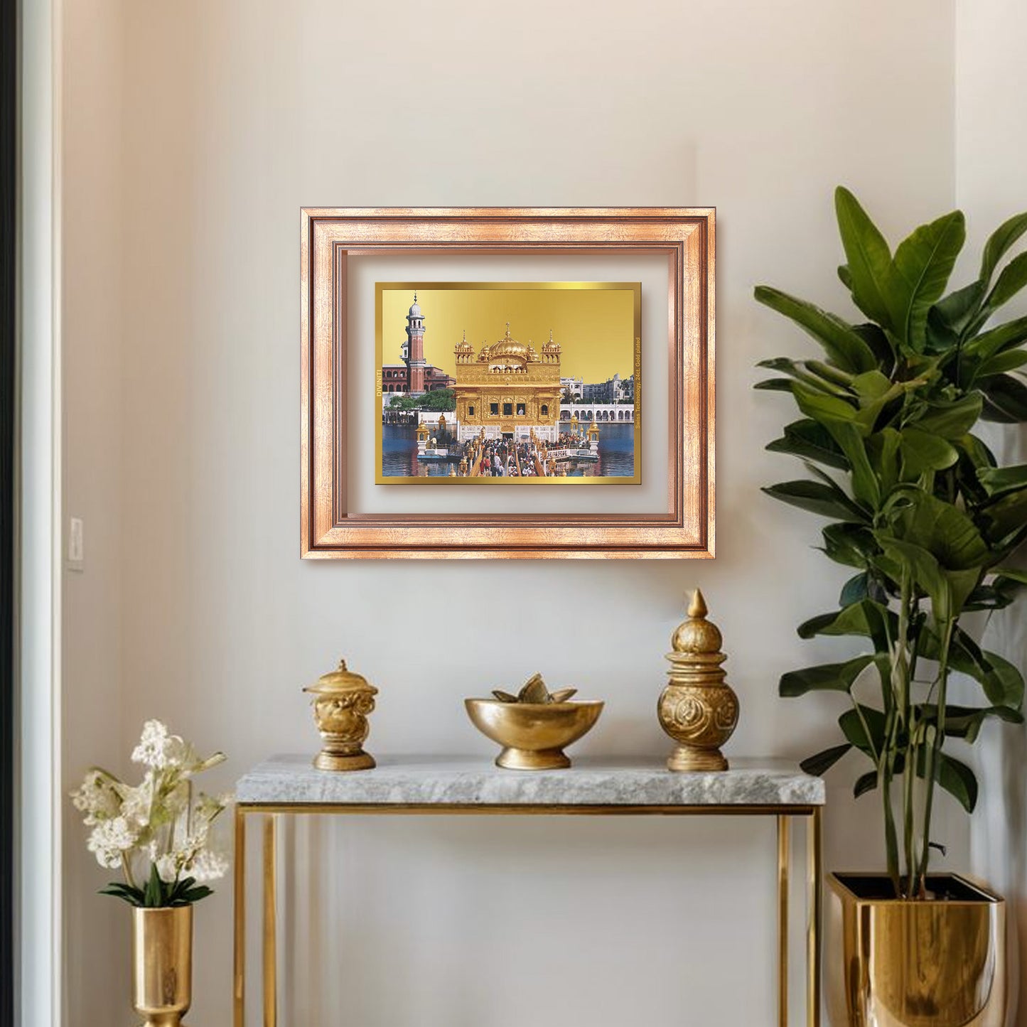 Sachkhand Shri Darbar Sahib -Golden Temple | Sacred Sikh Shrine Wall Mount Photo Frame in 24K Gold Plated Foil