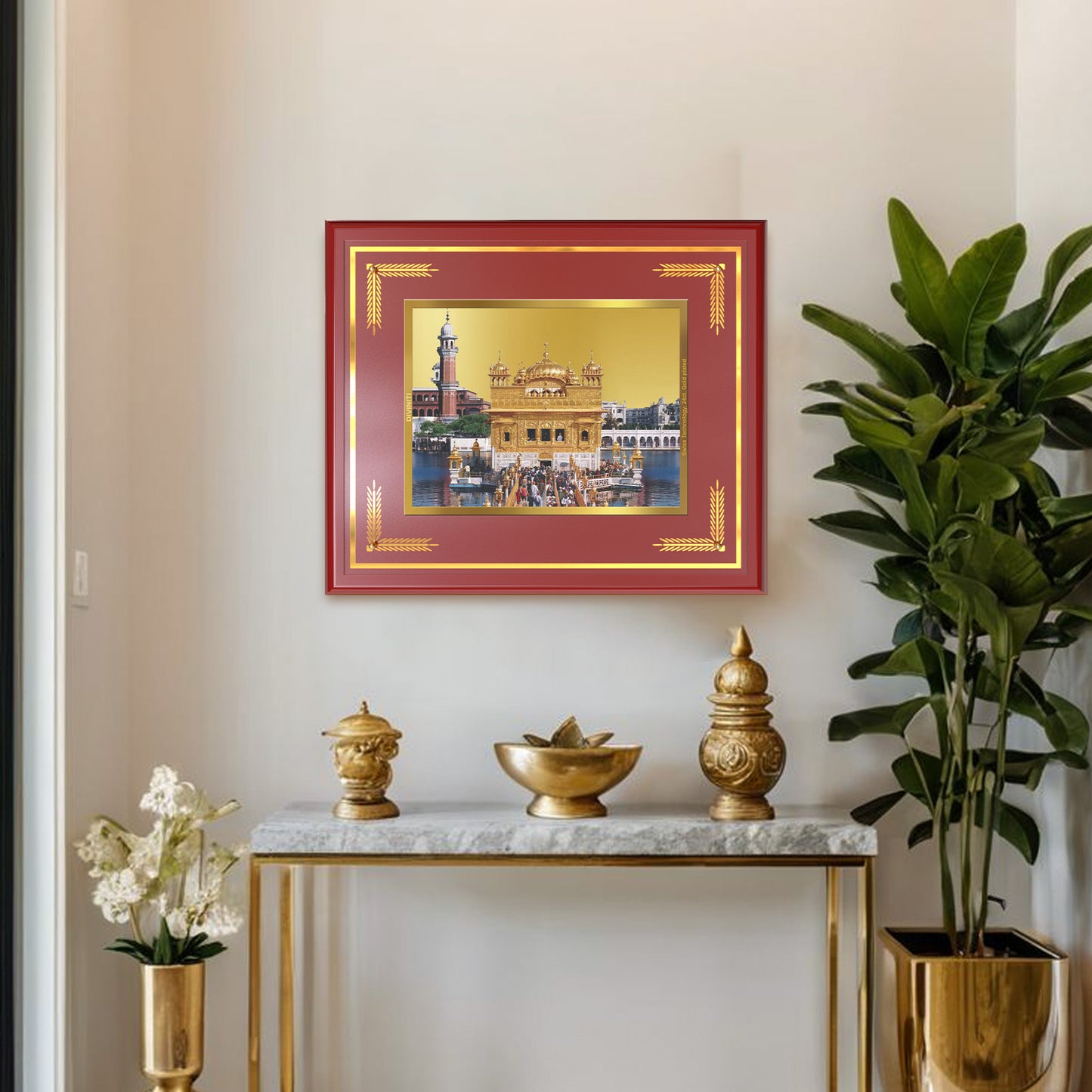 Sachkhand Shri Darbar Sahib -Golden Temple | Sacred Sikh Shrine Wall Mount Photo Frame in 24K Gold Plated Foil
