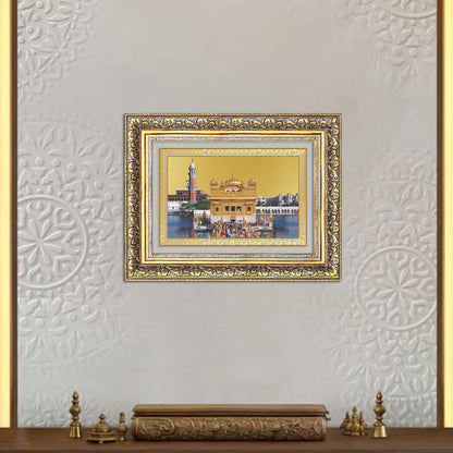 Sachkhand Shri Darbar Sahib -Golden Temple | Sacred Sikh Shrine Wall Mount Photo Frame in 24K Gold Plated Foil