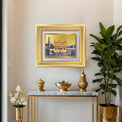 Sachkhand Shri Darbar Sahib -Golden Temple | Sacred Sikh Shrine Wall Mount Photo Frame in 24K Gold Plated Foil