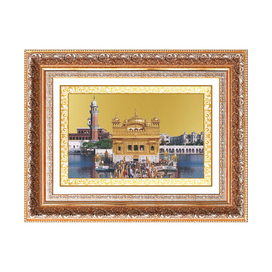 Sachkhand Shri Darbar Sahib | Golden Temple | Sacred Sikh Shrine Wall Mount Photo Frame in 24K Gold Plated Foil
