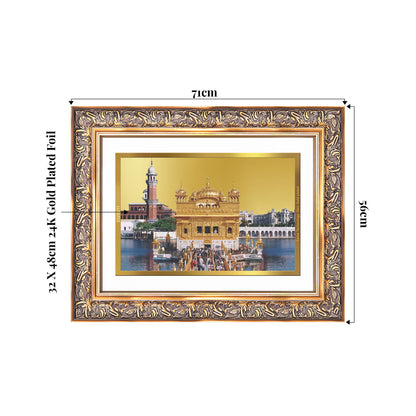 Sachkhand Shri Darbar Sahib | Golden Temple | Sacred Sikh Shrine Wall Mount Photo Frame in 24K Gold Plated Foil