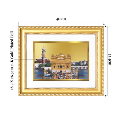 Sachkhand Shri Darbar Sahib | Golden Temple | Sacred Sikh Shrine Wall Mount Photo Frame in 24K Gold Plated Foil