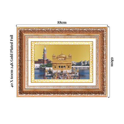 Sachkhand Shri Darbar Sahib | Golden Temple | Sacred Sikh Shrine Wall Mount Photo Frame in 24K Gold Plated Foil