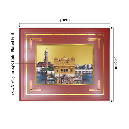 Sachkhand Shri Darbar Sahib | Golden Temple | Sacred Sikh Shrine Wall Mount Photo Frame in 24K Gold Plated Foil