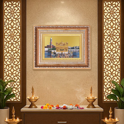 Sachkhand Shri Darbar Sahib | Golden Temple | Sacred Sikh Shrine Wall Mount Photo Frame in 24K Gold Plated Foil