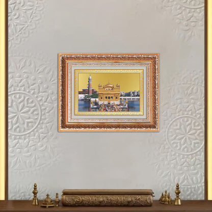 Sachkhand Shri Darbar Sahib | Golden Temple | Sacred Sikh Shrine Wall Mount Photo Frame in 24K Gold Plated Foil
