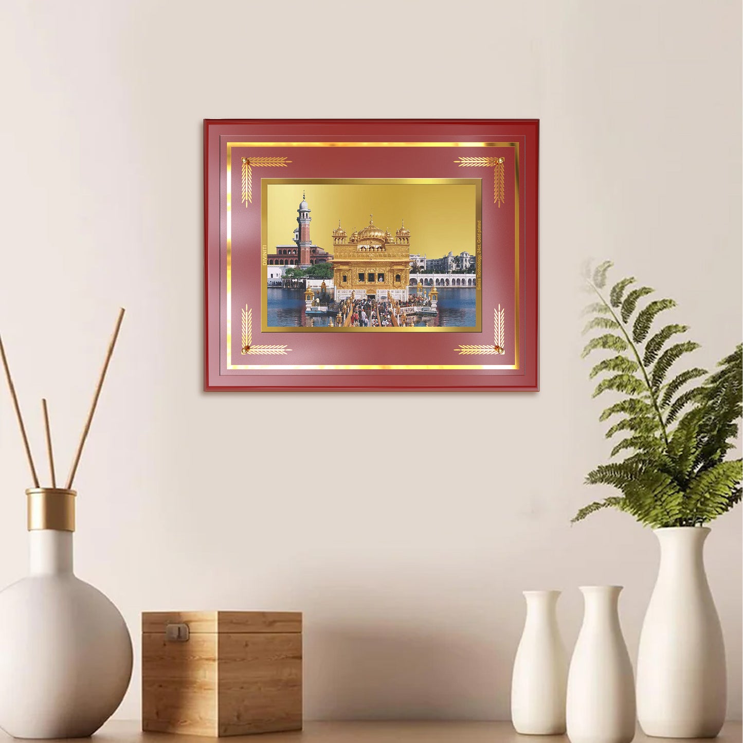 Sachkhand Shri Darbar Sahib | Golden Temple | Sacred Sikh Shrine Wall Mount Photo Frame in 24K Gold Plated Foil