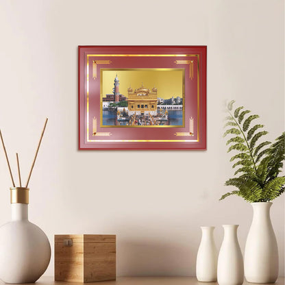 Sachkhand Shri Darbar Sahib | Golden Temple | Sacred Sikh Shrine Wall Mount Photo Frame in 24K Gold Plated Foil