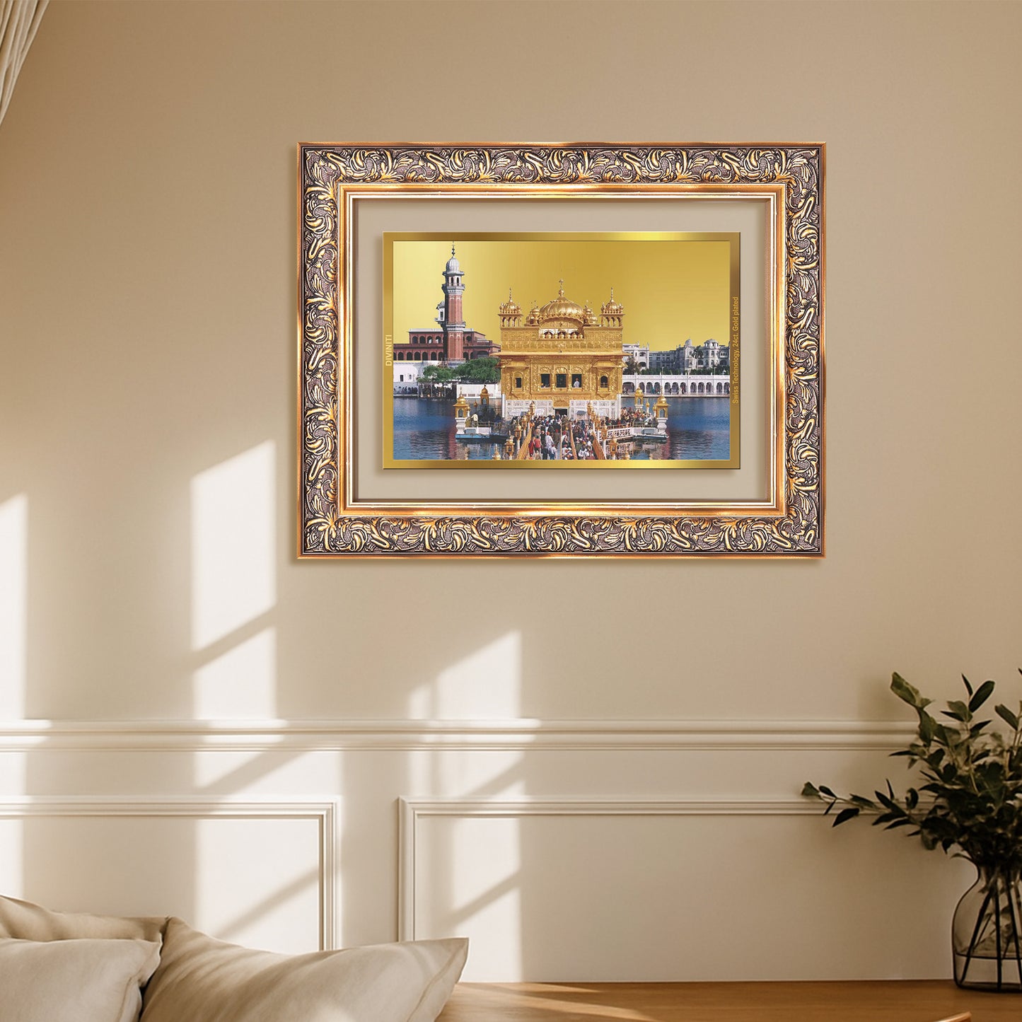 Sachkhand Shri Darbar Sahib | Golden Temple | Sacred Sikh Shrine Wall Mount Photo Frame in 24K Gold Plated Foil