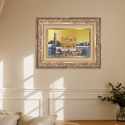 Sachkhand Shri Darbar Sahib | Golden Temple | Sacred Sikh Shrine Wall Mount Photo Frame in 24K Gold Plated Foil