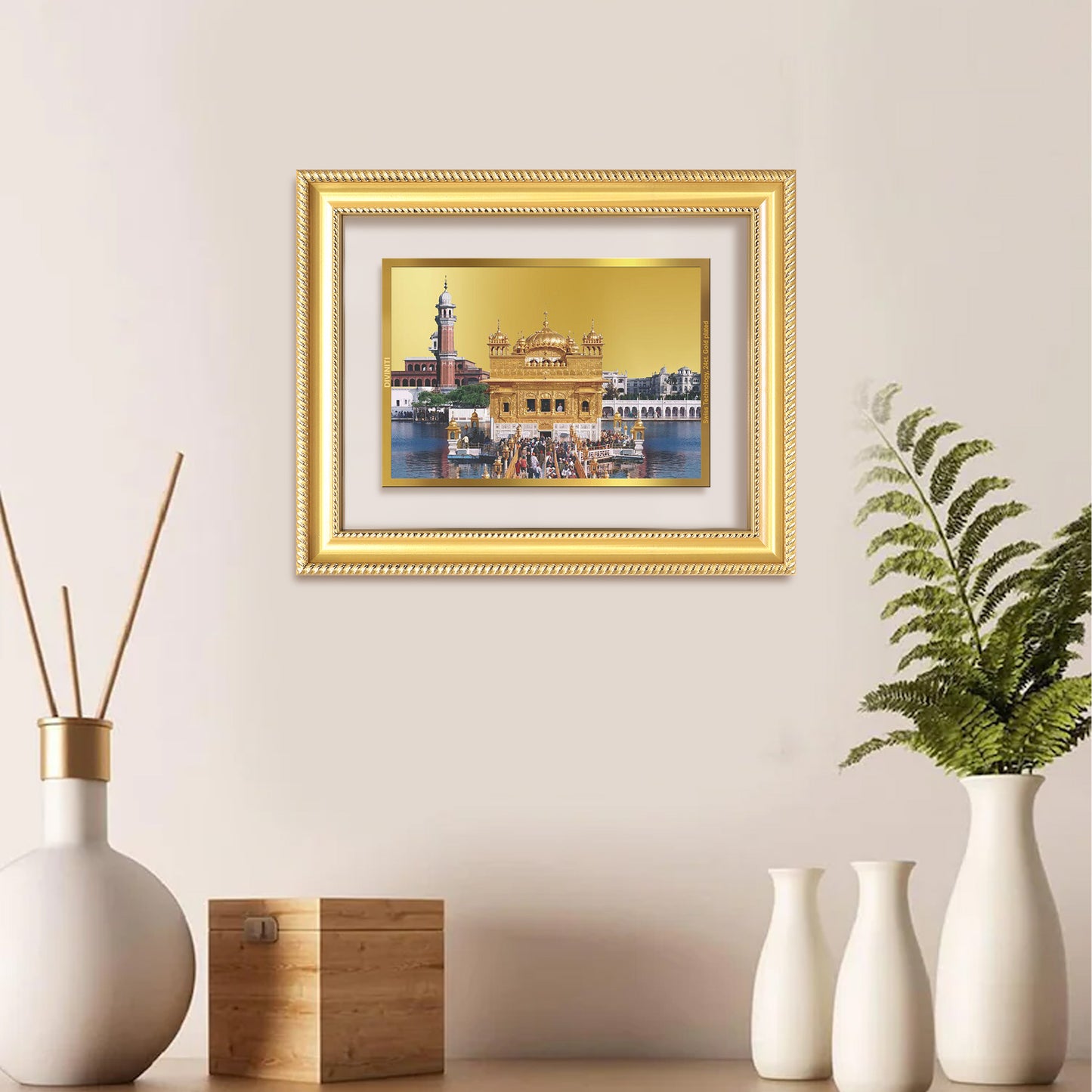 Sachkhand Shri Darbar Sahib | Golden Temple | Sacred Sikh Shrine Wall Mount Photo Frame in 24K Gold Plated Foil
