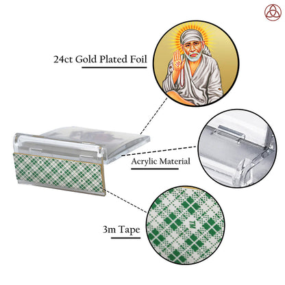 Sai Baba Blessing Pose | Divine Sai Baba Car Dashboard & Tabletop Photo Frame in 24K Gold Plated Foil