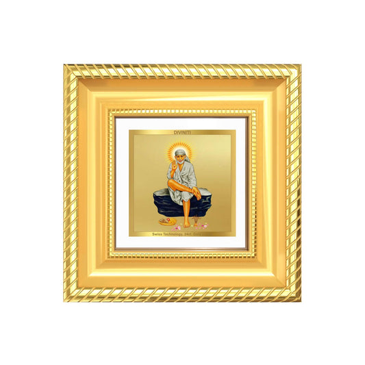 Sai Baba On Rock Tabletop Frame in 24K Gold Plated Foil