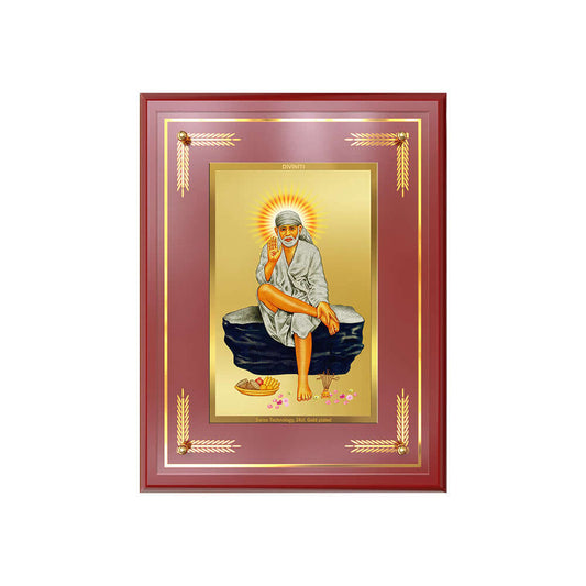 Sai Baba of Shirdi Photo Frame in 24k Gold Plated Foil