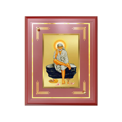 Sai Baba of Shirdi | Saint of Faith & Compassion Wall and Tabletop Photo Frame in 24K Gold Plated Foil
