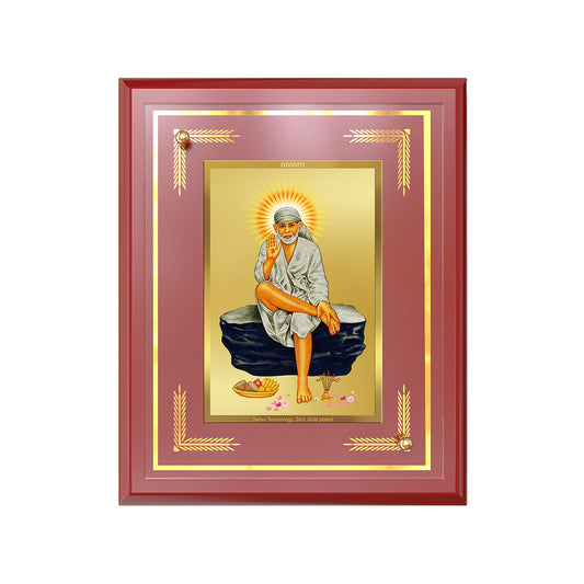 Sai Baba of Shirdi | Saint of Faith & Compassion Wall and Tabletop Photo Frame in 24K Gold Plated Foil