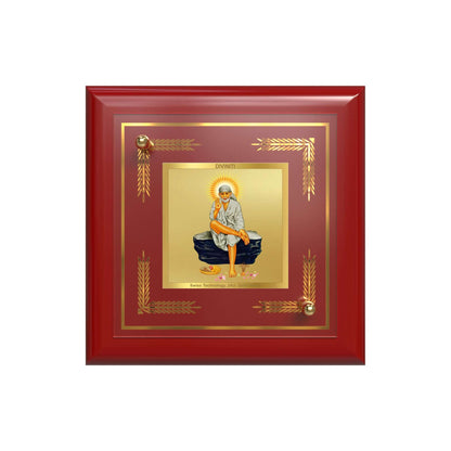 Sai Baba On Rock | Shirdi Sai Baba | Divine Spiritual Guide For Tabletop Frame in 24K Gold Plated Foil