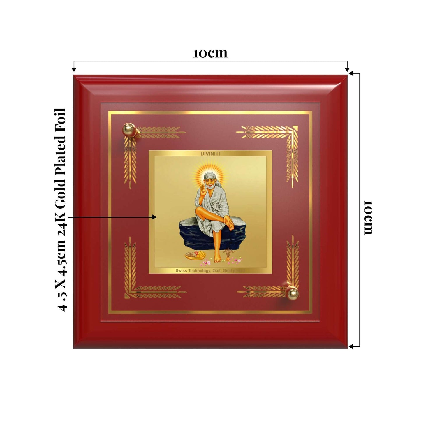 Sai Baba On Rock | Shirdi Sai Baba | Divine Spiritual Guide For Tabletop Frame in 24K Gold Plated Foil