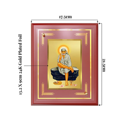 Sai Baba of Shirdi | Saint of Faith & Compassion Wall and Tabletop Photo Frame in 24K Gold Plated Foil