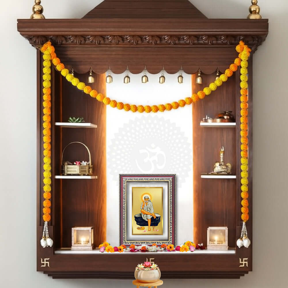 Sai Baba of Shirdi | Saint of Faith & Compassion Wall and Tabletop Photo Frame in 24K Gold Plated Foil