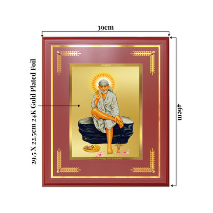 Sai Baba of Shirdi | Saint of Faith & Compassion Wall Mount Photo Frame in 24K Gold Plated Foil
