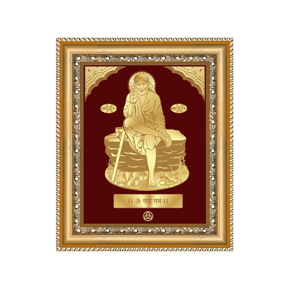 Sai Baba of Shirdi | Saint of Faith & Compassion Gold on Gold Wall Hanging Frame in 24K Gold Plated Foil