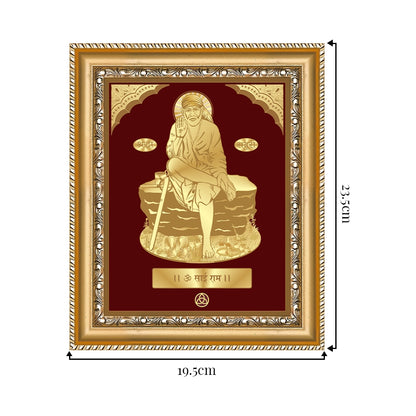 Sai Baba of Shirdi | Saint of Faith & Compassion Gold on Gold Wall Hanging Frame in 24K Gold Plated Foil