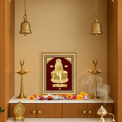 Sai Baba of Shirdi | Saint of Faith & Compassion Gold on Gold Wall Hanging Frame in 24K Gold Plated Foil