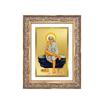 Sai Baba of Shirdi | Saint of Faith & Compassion Wall Mount Photo Frame in 24K Gold Plated Foil