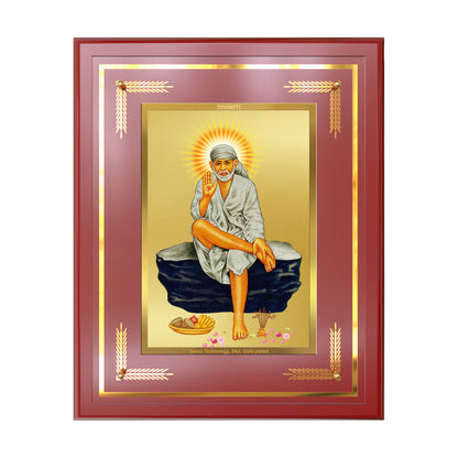 Sai Baba of Shirdi | Saint of Faith & Compassion Wall Mount Photo Frame in 24K Gold Plated Foil