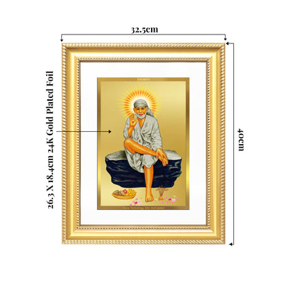Sai Baba of Shirdi | Saint of Faith & Compassion Wall Mount Photo Frame in 24K Gold Plated Foil