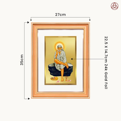 Sai Baba of Shirdi | Saint of Faith & Compassion Wall Photo Frame in 24K Gold Plated Foil