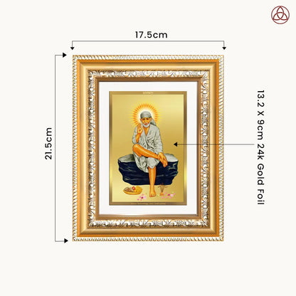 Sai Baba of Shirdi | Saint of Faith & Compassion Wall & Tabletop Photo Frame in 24K Gold Plated Foil