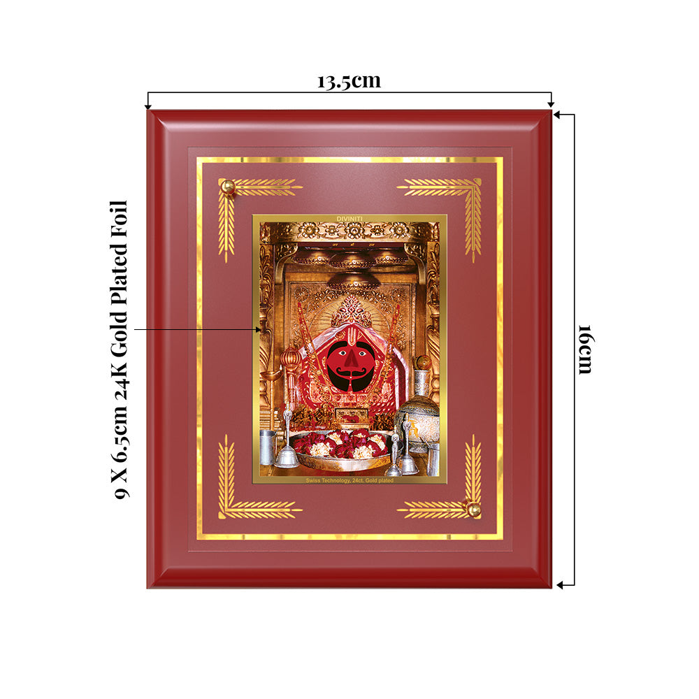 Salasar Balaji | Lord Hanuman of Salasar Dham Wall & Tabletop Frame in 24K Gold Plated Foil