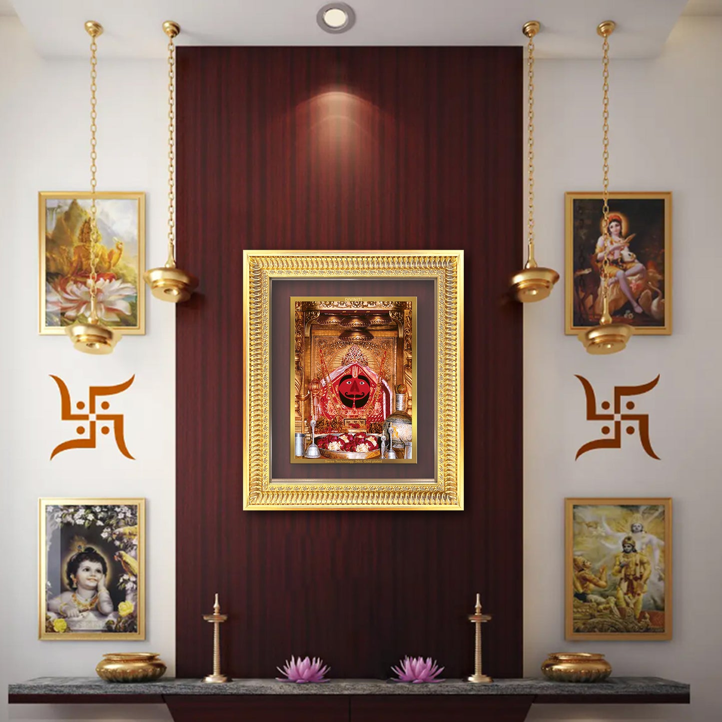 Salasar Balaji | Lord Hanuman of Salasar Dham Wall Mount Photo Frame in 24K Gold Plated Foil