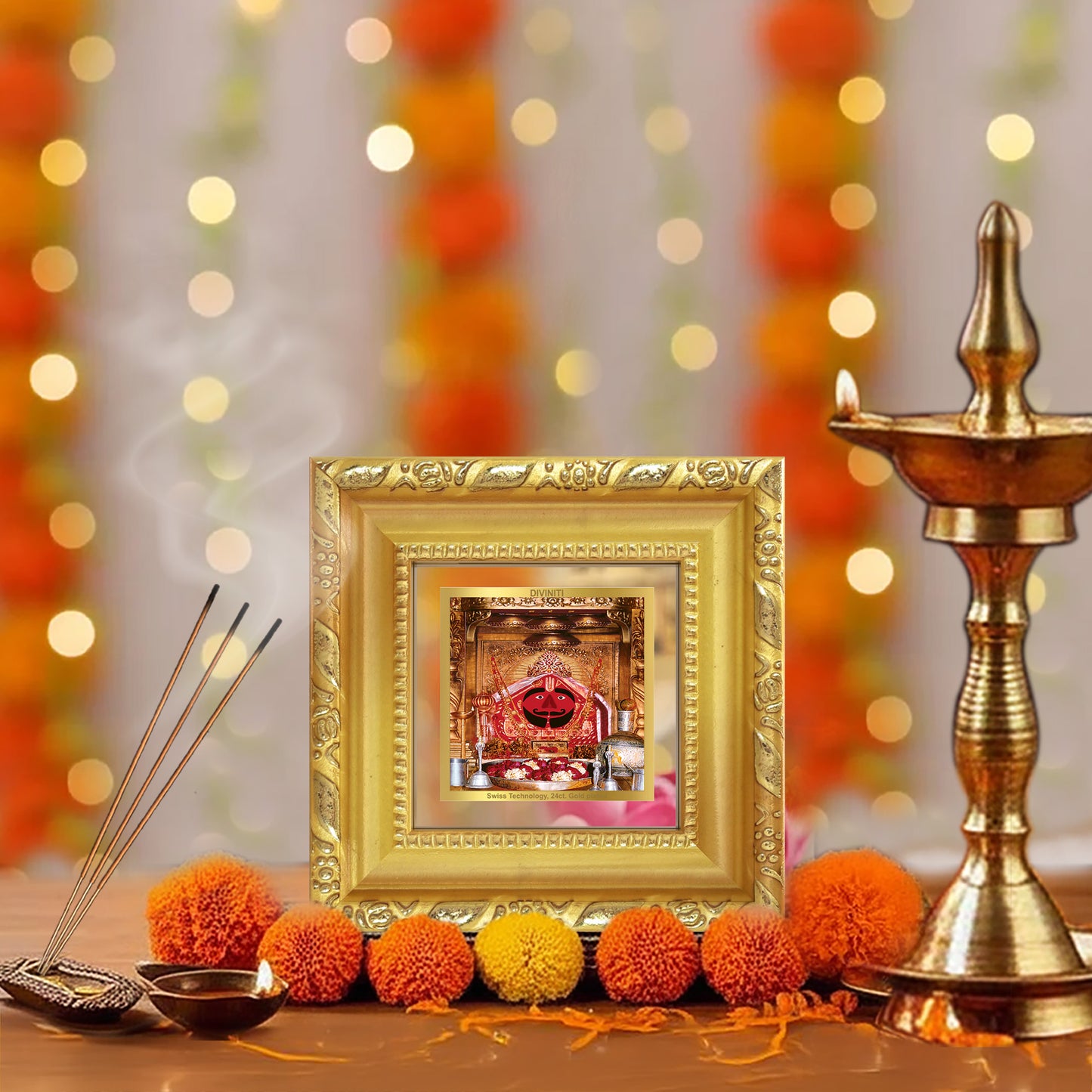 Salasar Balaji | Lord Hanuman of Salasar Dham Tabletop Frame in 24K Gold Plated Foil