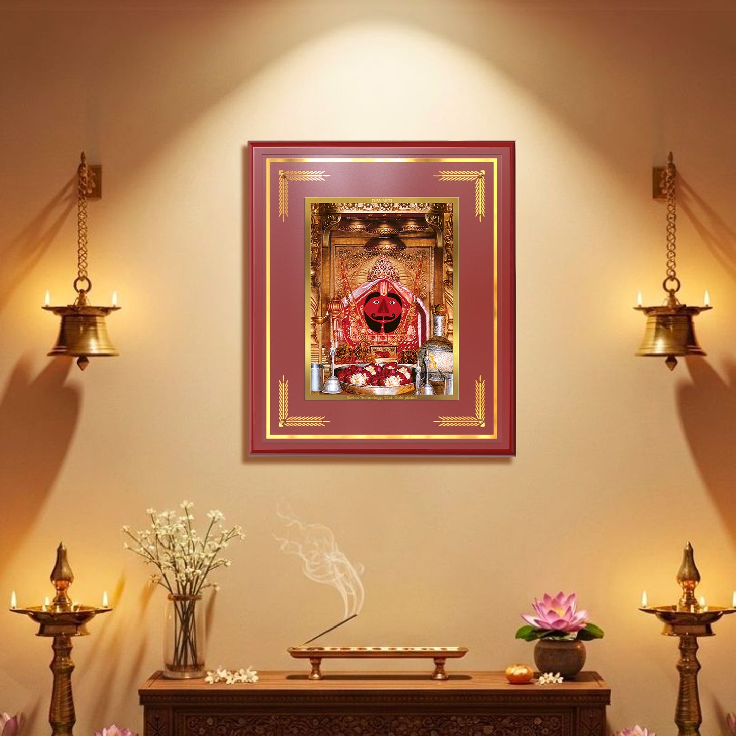 Salasar Balaji | Lord Hanuman of Salasar Dham Wall Mount Photo Frame in 24K Gold Plated Foil