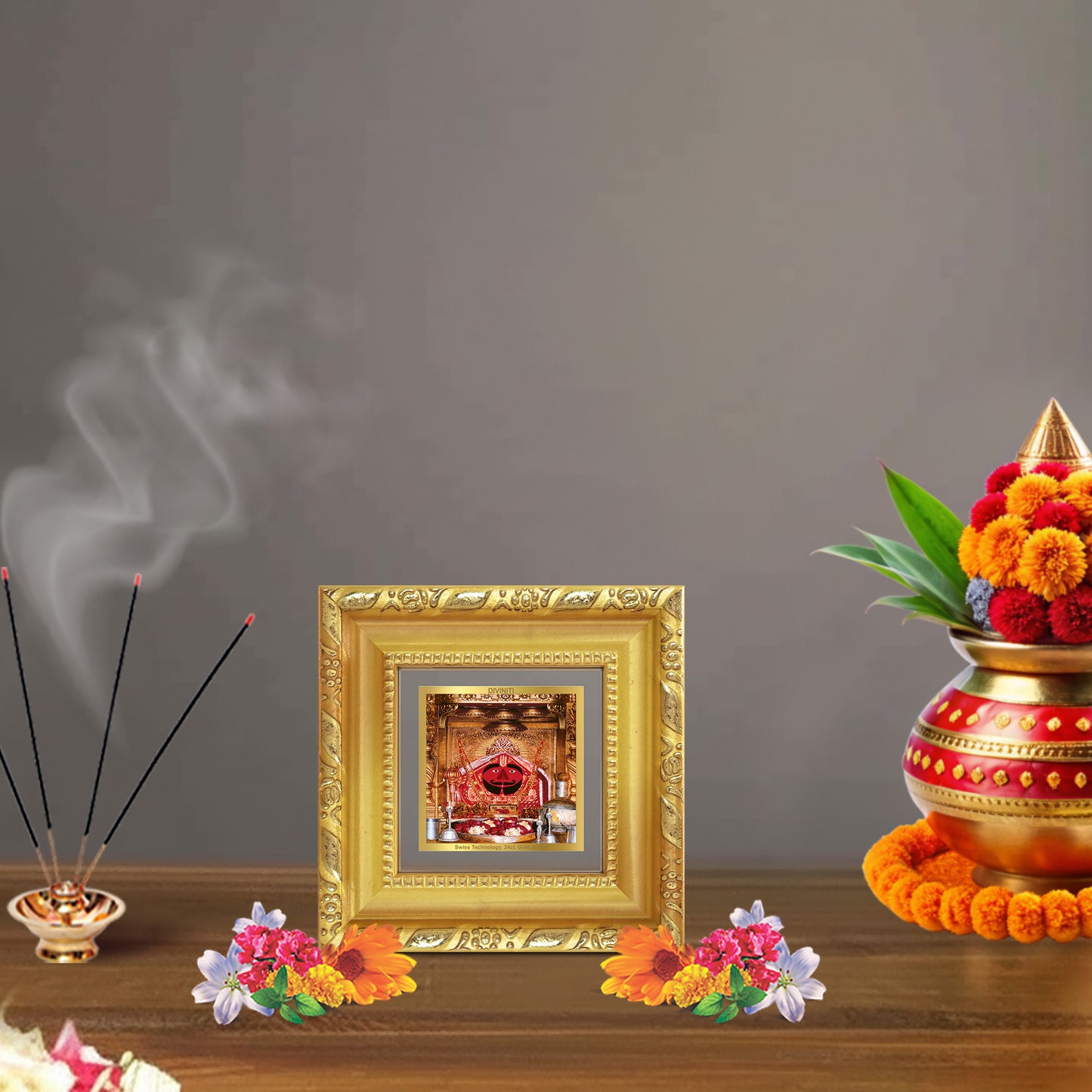 Salasar Balaji | Lord Hanuman of Salasar Dham Tabletop Frame in 24K Gold Plated Foil