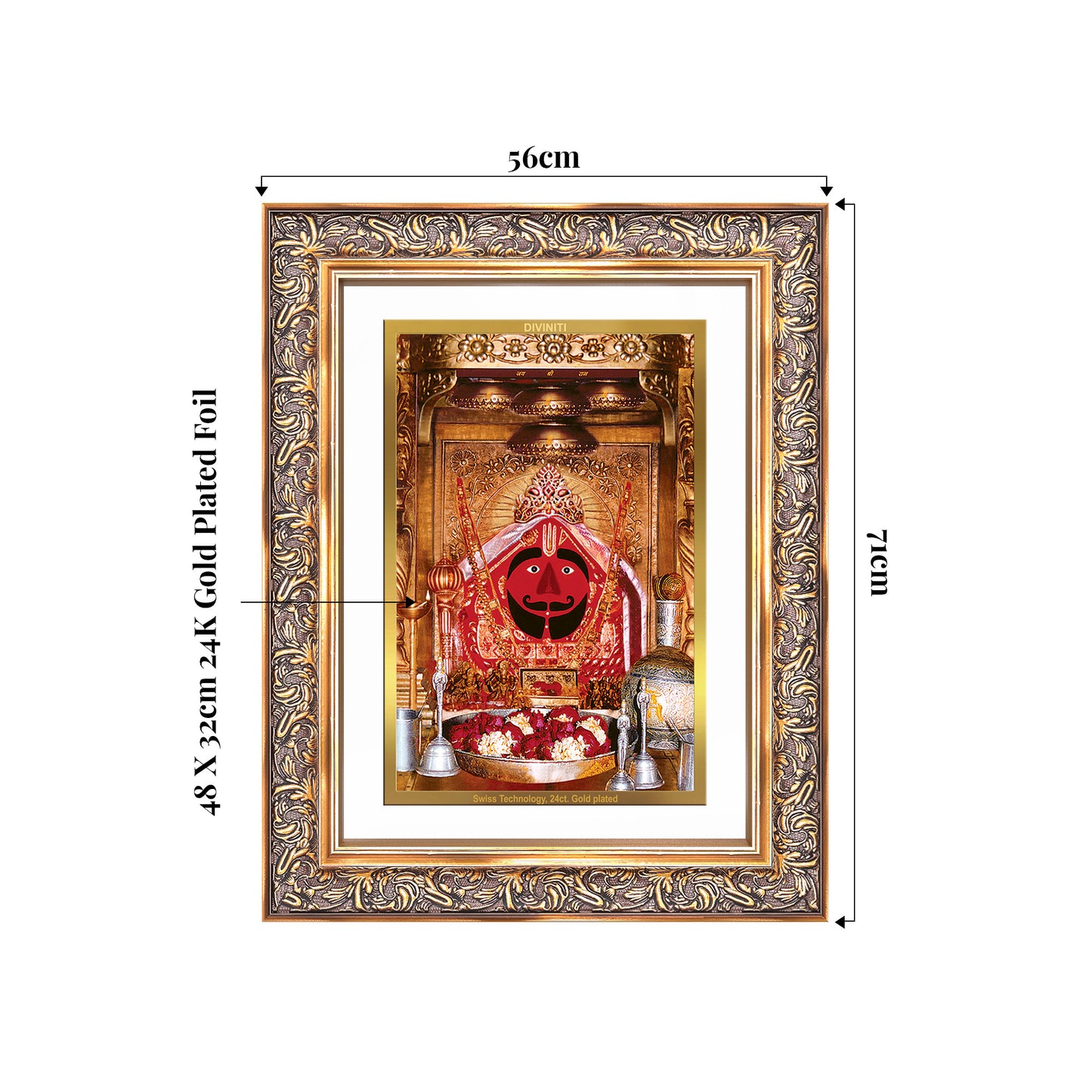 Salasar Balaji | Lord Hanuman of Salasar Dham Wall Mount Photo Frame in 24K Gold Plated Foil